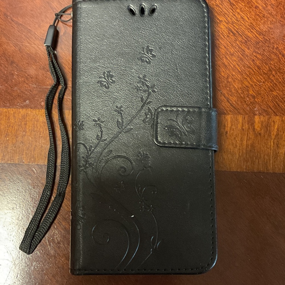 Black Floral Embossed Phone wallet for iPhone 12